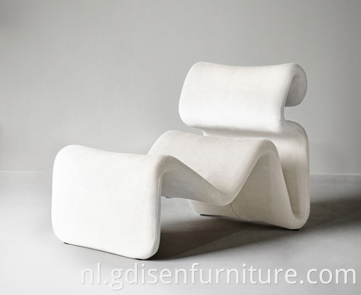 Modern designer furniture fiberglass and fabric curved chair